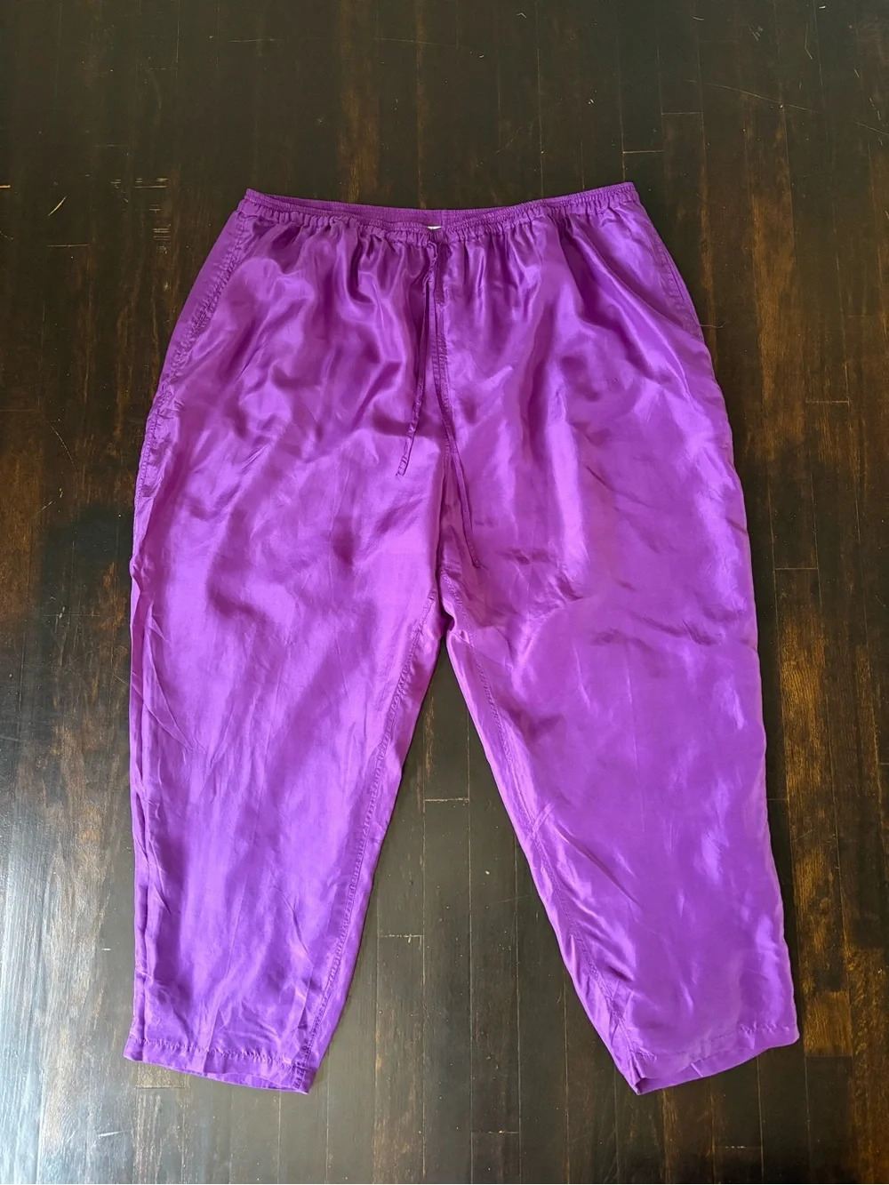 VTG Kathy White 100% Silk Fringe Tracksuit Set Purple Plus Size 4X NWT 1995